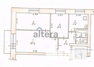 3-к квартира, вторичка, 51м2, 5/5 этаж