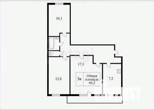 3-к квартира, вторичка, 68м2, 8/10 этаж