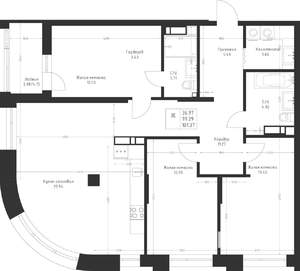3-к квартира, вторичка, 101м2, 3/23 этаж