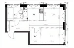 2-к квартира, сданный дом, 44м2, 5/10 этаж