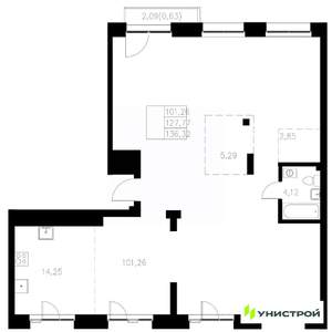 1-к квартира, вторичка, 136м2, 7/8 этаж