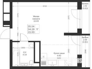 1-к квартира, вторичка, 36м2, 22/25 этаж