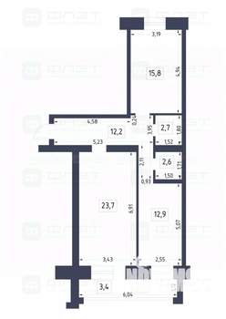2-к квартира, вторичка, 77м2, 2/9 этаж
