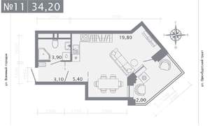 Студия квартира, строящийся дом, 34м2, 3/25 этаж