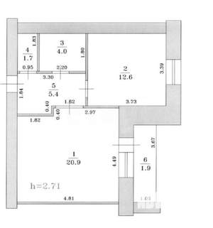 1-к квартира, вторичка, 45м2, 9/10 этаж