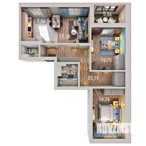 3-к квартира, вторичка, 81м2, 2/17 этаж