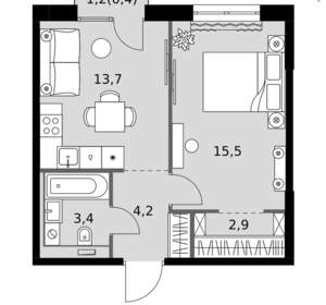 1-к квартира, вторичка, 40м2, 6/20 этаж