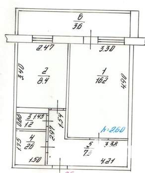 1-к квартира, вторичка, 39м2, 3/7 этаж