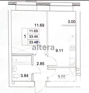 1-к квартира, вторичка, 33м2, 2/10 этаж
