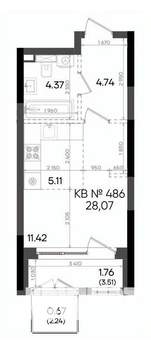 Студия квартира, вторичка, 28м2, 18/23 этаж