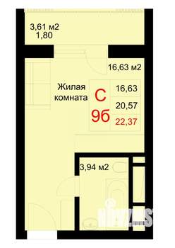 Студия квартира, строящийся дом, 22м2, 7/10 этаж