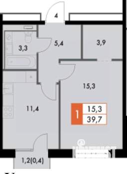 1-к квартира, вторичка, 40м2, 5/19 этаж
