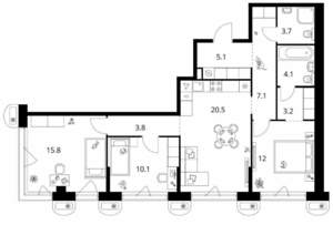 3-к квартира, вторичка, 85м2, 3/26 этаж
