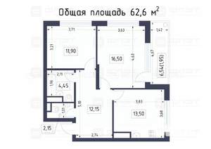 2-к квартира, вторичка, 68м2, 7/26 этаж
