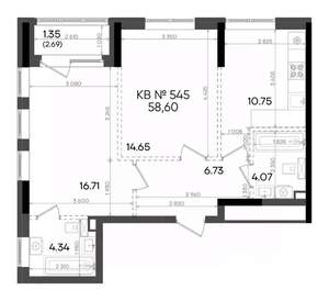 2-к квартира, вторичка, 59м2, 23/23 этаж