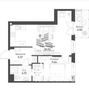 2-к квартира, вторичка, 47м2, 2/20 этаж