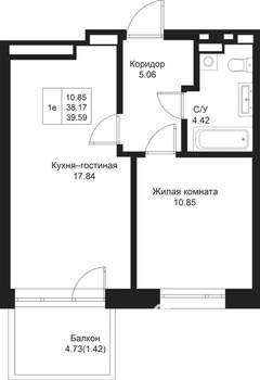 1-к квартира, вторичка, 40м2, 5/5 этаж