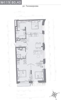 3-к квартира, строящийся дом, 80м2, 3/5 этаж