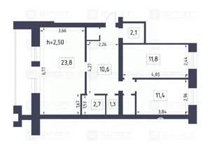 3-к квартира, вторичка, 72м2, 1/10 этаж