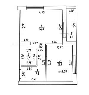 1-к квартира, вторичка, 41м2, 8/10 этаж