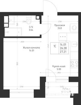 Студия квартира, вторичка, 27м2, 8/23 этаж
