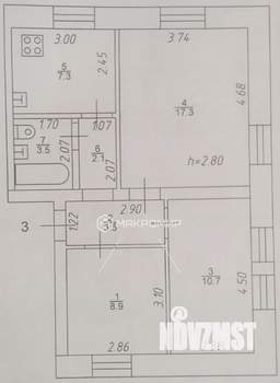 3-к квартира, вторичка, 53м2, 2/3 этаж