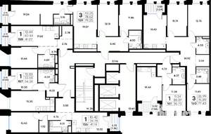 3-к квартира, строящийся дом, 79м2, 12/20 этаж