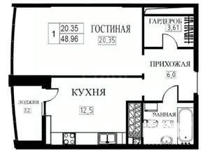 1-к квартира, вторичка, 47м2, 18/24 этаж