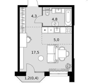 Студия квартира, вторичка, 32м2, 6/20 этаж