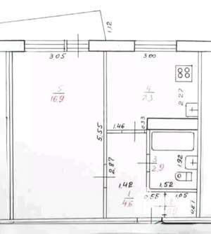 1-к квартира, вторичка, 33м2, 4/9 этаж