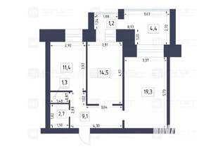 2-к квартира, вторичка, 64м2, 3/10 этаж