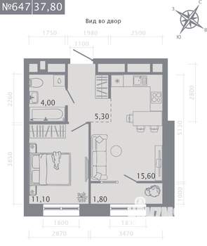 1-к квартира, вторичка, 38м2, 9/23 этаж