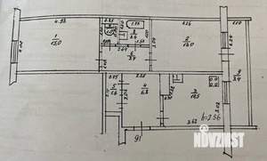 2-к квартира, вторичка, 54м2, 9/9 этаж