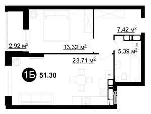 1-к квартира, вторичка, 51м2, 25/25 этаж