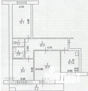 3-к квартира, вторичка, 62м2, 7/9 этаж