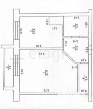 1-к квартира, вторичка, 46м2, 3/9 этаж