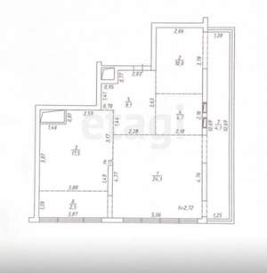3-к квартира, вторичка, 86м2, 19/25 этаж