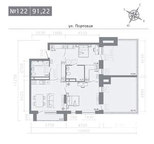 2-к квартира, строящийся дом, 91м2, 7/9 этаж