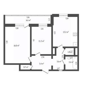 3-к квартира, вторичка, 64м2, 9/24 этаж