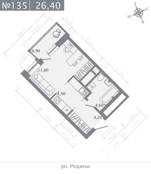 Студия квартира, вторичка, 26м2, 16/23 этаж