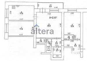 3-к квартира, вторичка, 69м2, 1/5 этаж