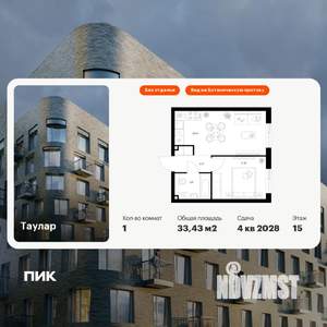 1-к квартира, вторичка, 33м2, 15/24 этаж
