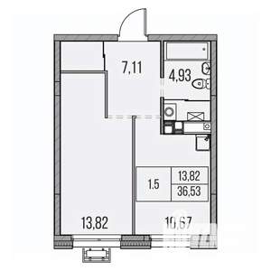1-к квартира, вторичка, 37м2, 3/19 этаж