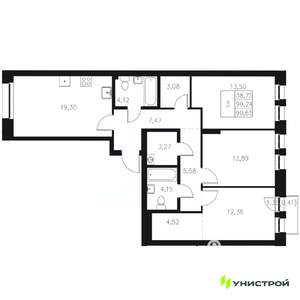 3-к квартира, вторичка, 91м2, 4/8 этаж