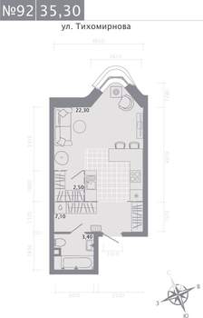 Студия квартира, строящийся дом, 35м2, 2/5 этаж