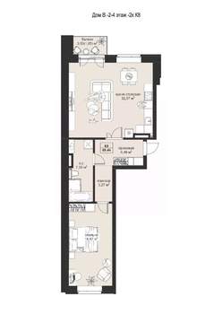 2-к квартира, строящийся дом, 69м2, 1/5 этаж