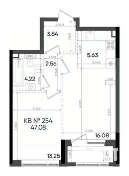2-к квартира, вторичка, 47м2, 17/23 этаж