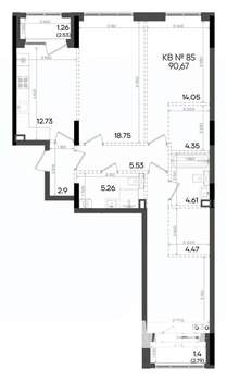 3-к квартира, вторичка, 91м2, 7/9 этаж