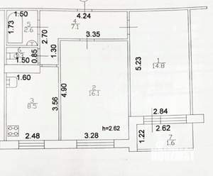 2-к квартира, вторичка, 52м2, 9/10 этаж