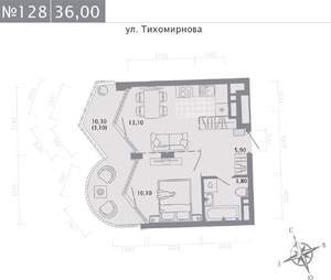 1-к квартира, строящийся дом, 36м2, 4/5 этаж